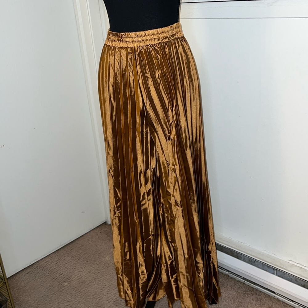 Bronze Pleated Palazzo Pants
